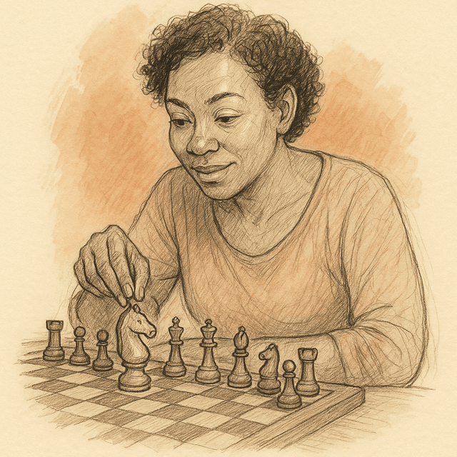 Thoughtful chess move illustrating strategic memory and pattern recognition